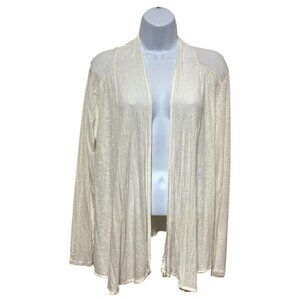 Women's Size Medium White Open Cardigan Long Sleeve Design By-Wassaio